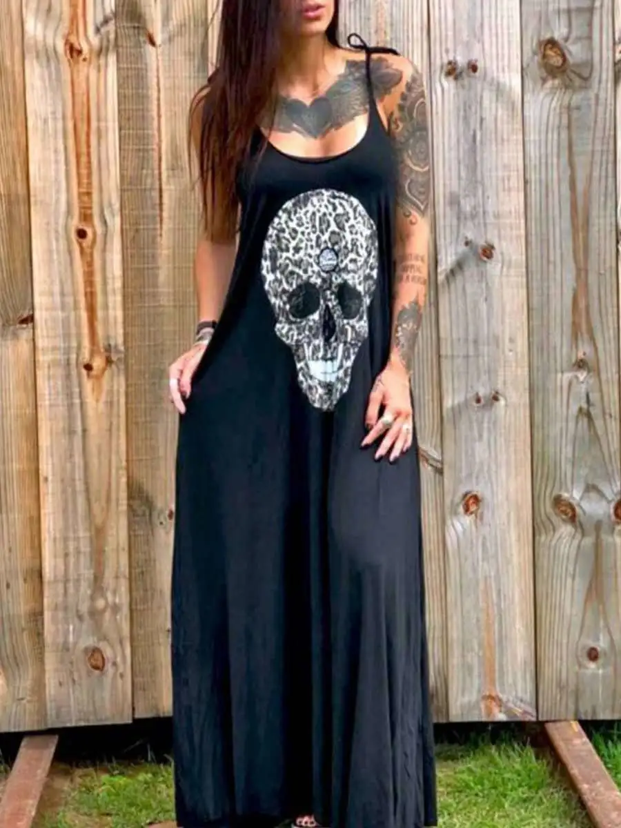 Long dress with lotus print