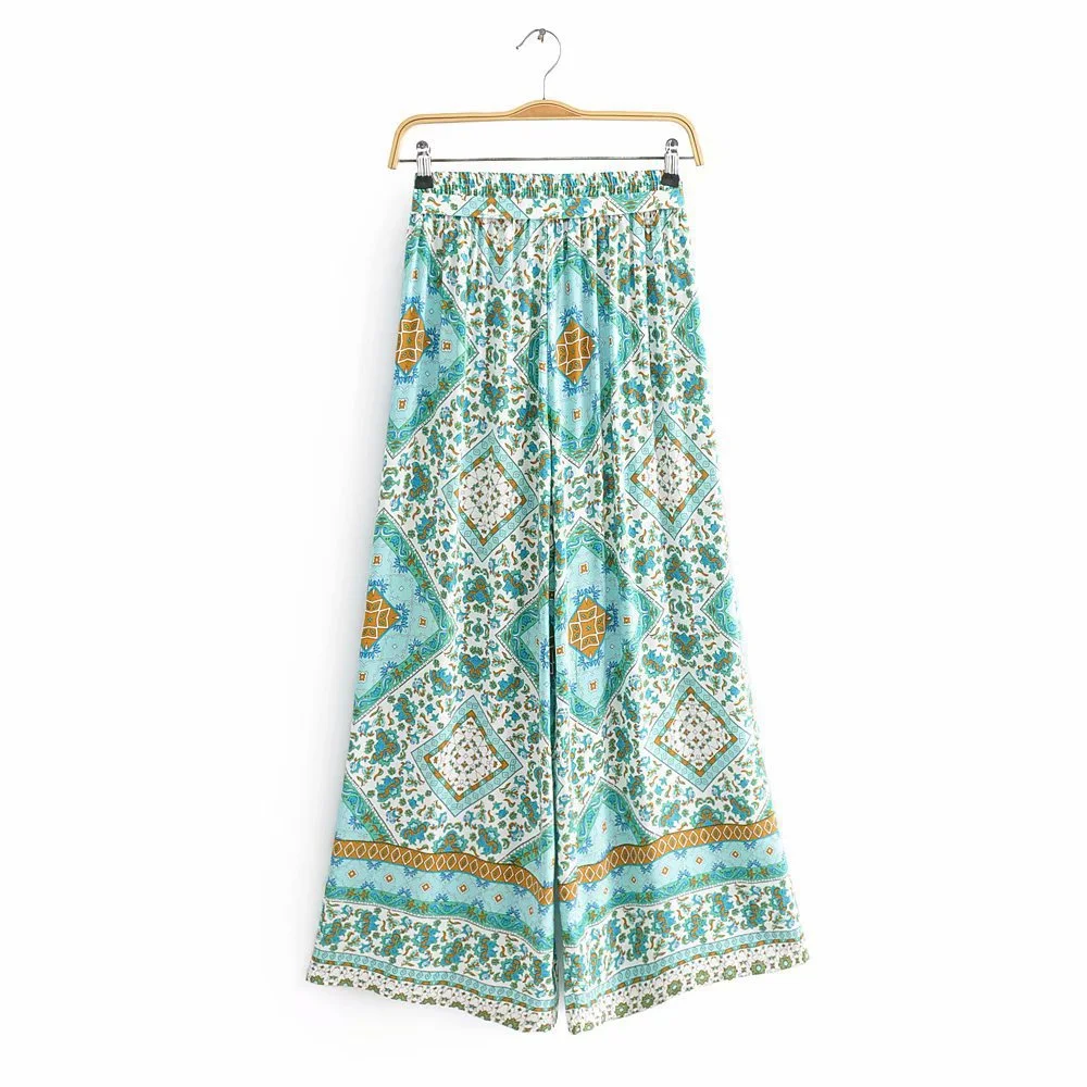 Printed wide leg pants suit