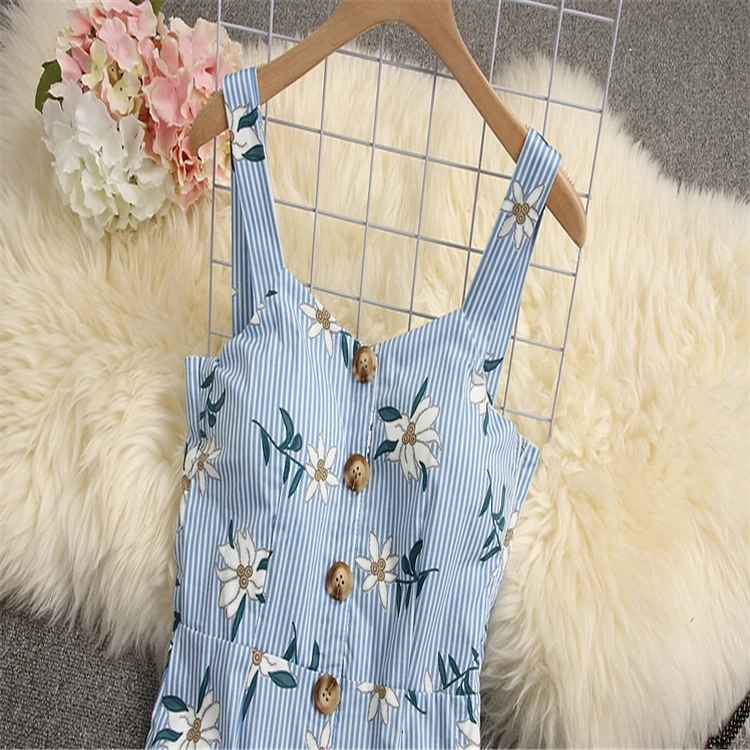 Women's printed suspender dress