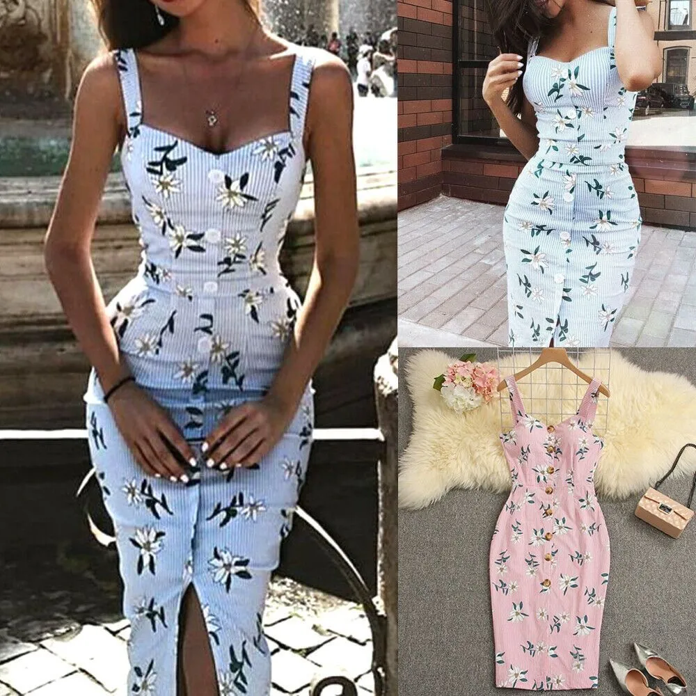 Women's printed suspender dress