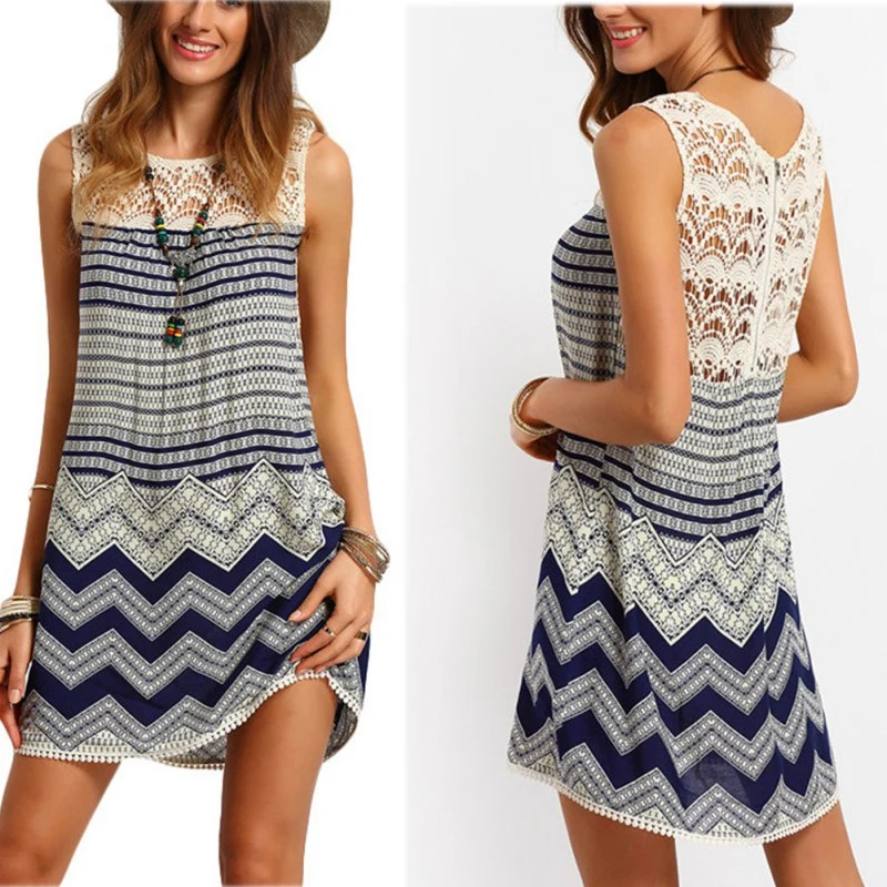 Lace stripe wave wave dress