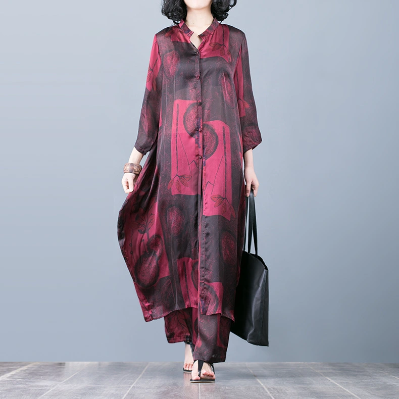 Silk plus size printed dress