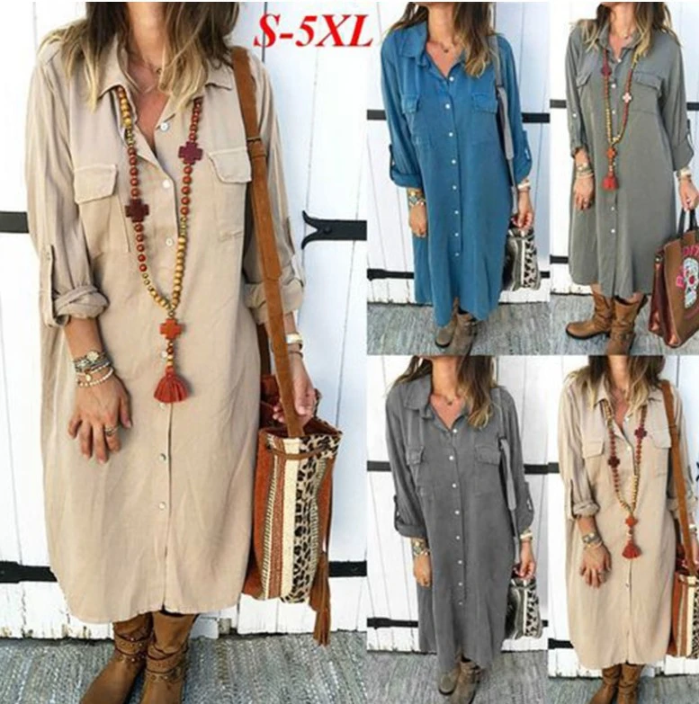Long sleeve shirt dress