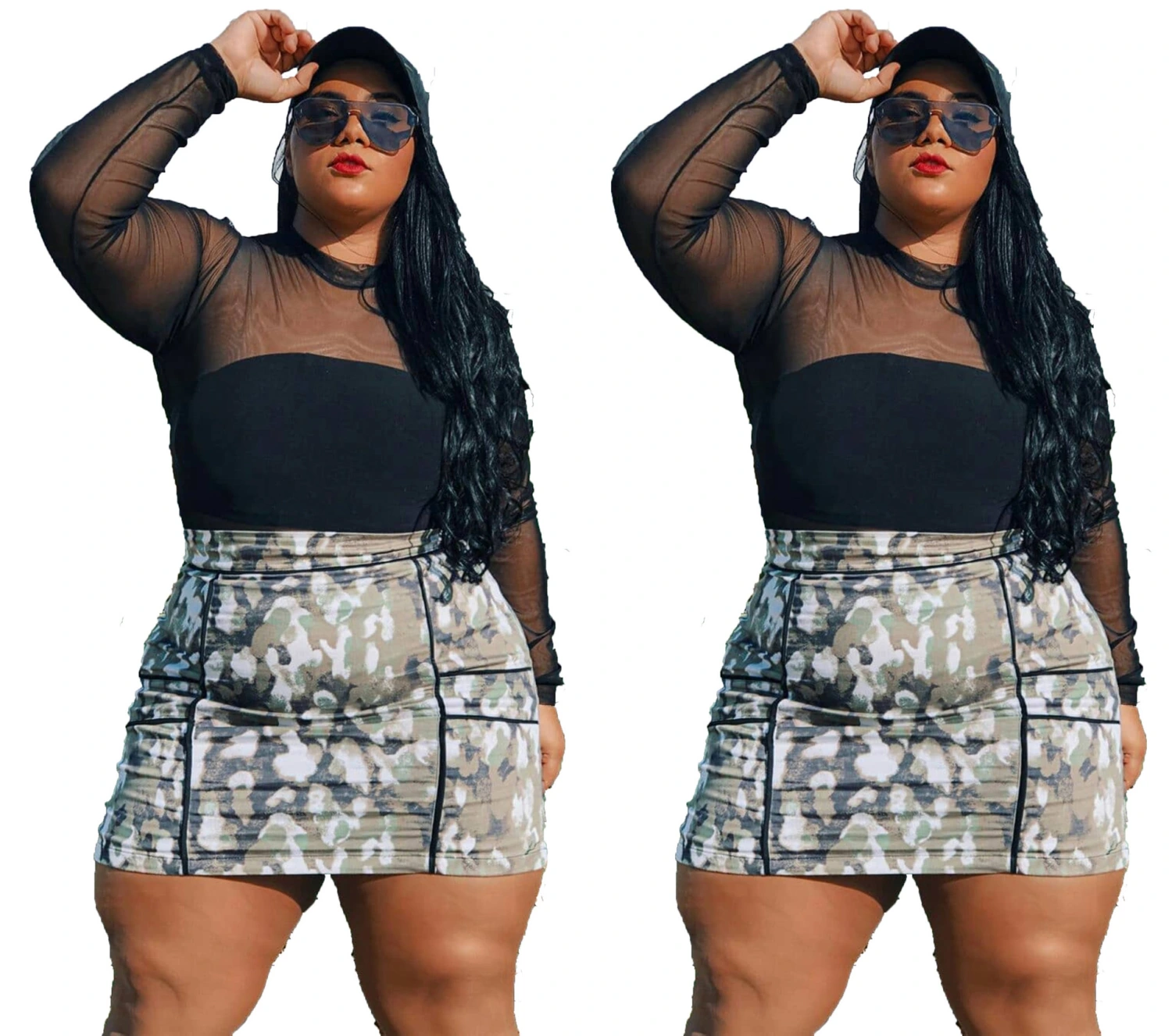 Printed Stitching Plus Size Fat Woman Skirt
