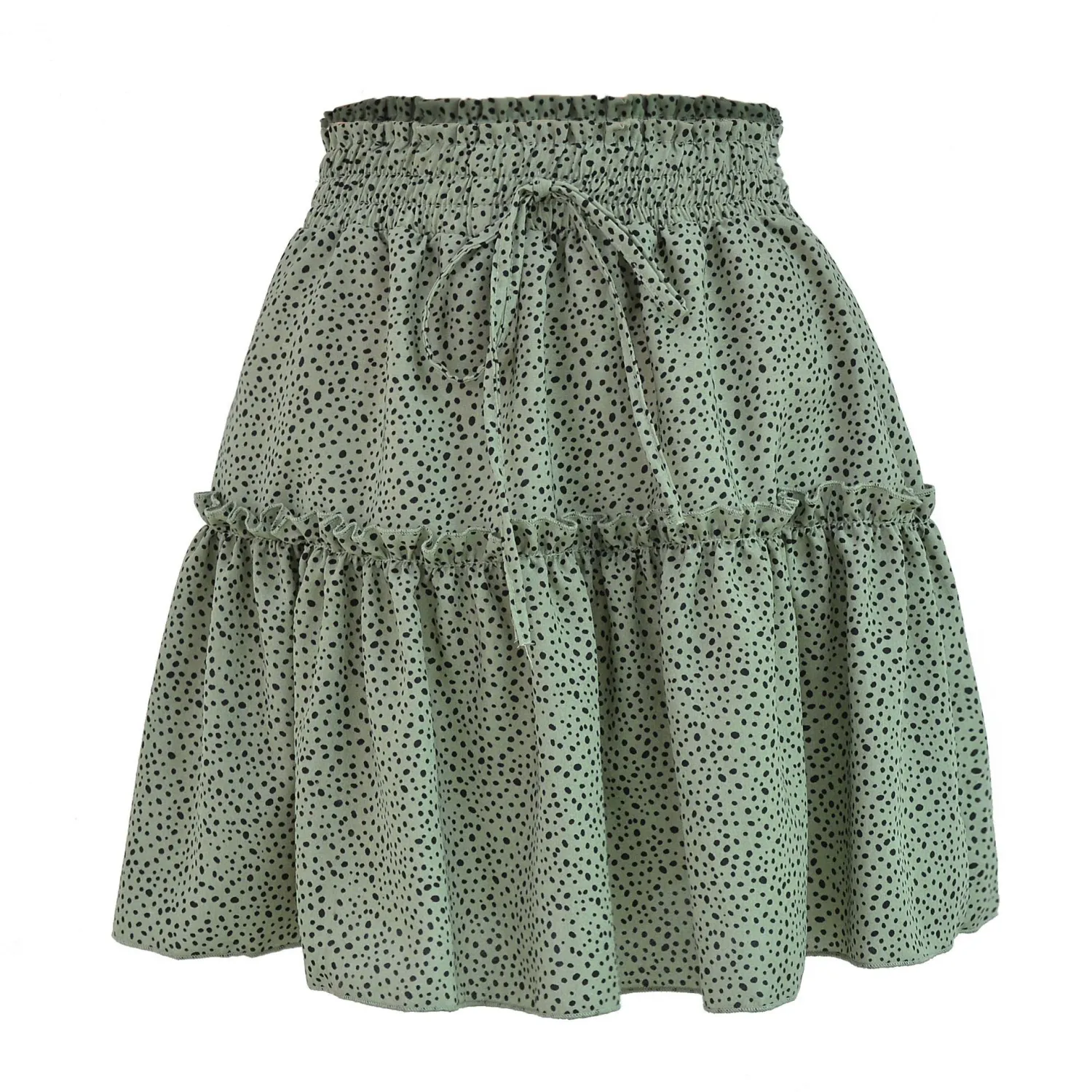 High Waist Polka Dot Ruffle Skirt
