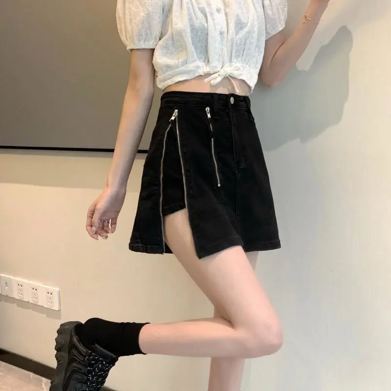 Women's Summer Design Zipper High Waist Denim Skirt