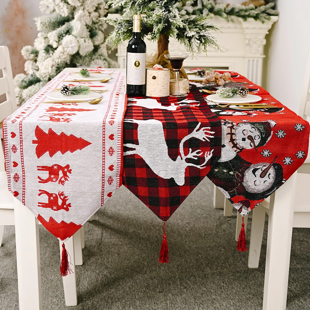 Christmas decorations electric embroidered knitted cloth table runner