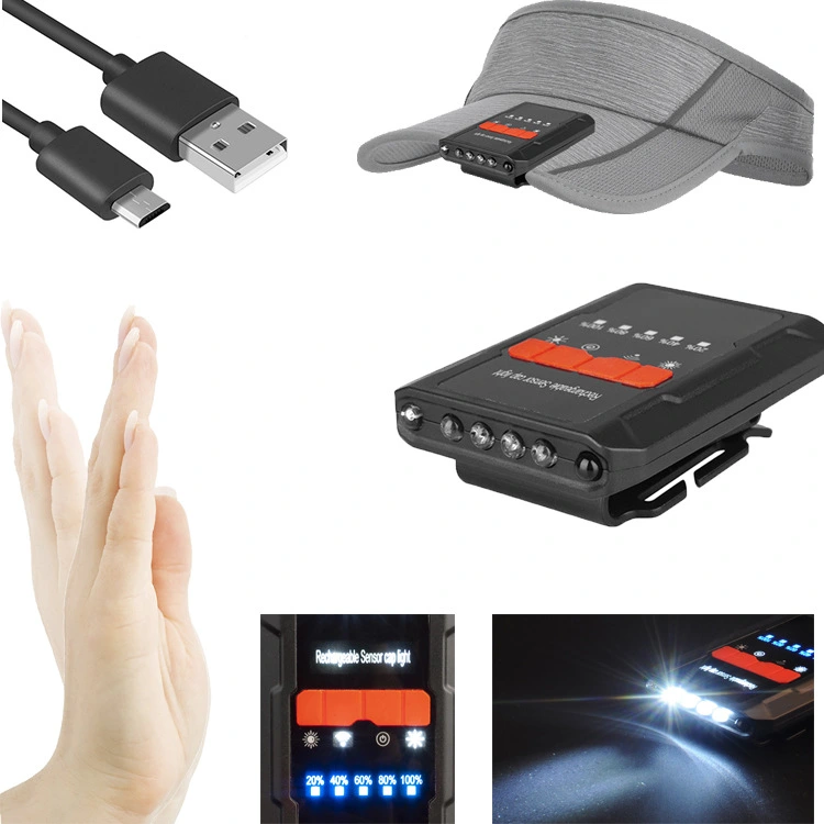 USB Charging Sensor Light Infrared Sensor Headlight Emergency Cap Clip Light Night Fishing Bait Light Mini Headlight LED Cap Light