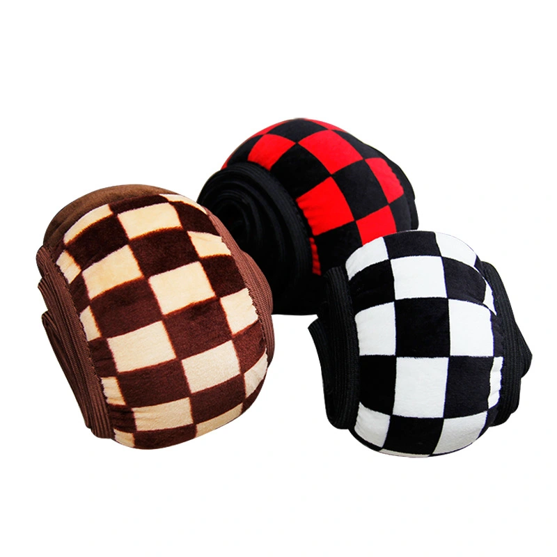 Black And White Plaid Plush Car Steering Wheel Cover