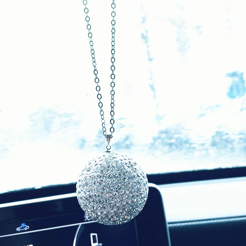 Car Pendant Crystal Ball Diamond Car Rearview Mirror Rhinestone Ball Hoisting