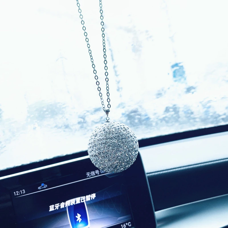 Car Pendant Crystal Ball Diamond Car Rearview Mirror Rhinestone Ball Hoisting