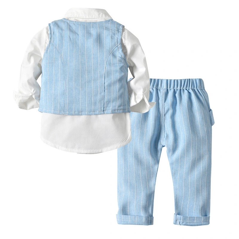 Three-Piece Suit Of Shirt And Striped Waistcoat And Trousers