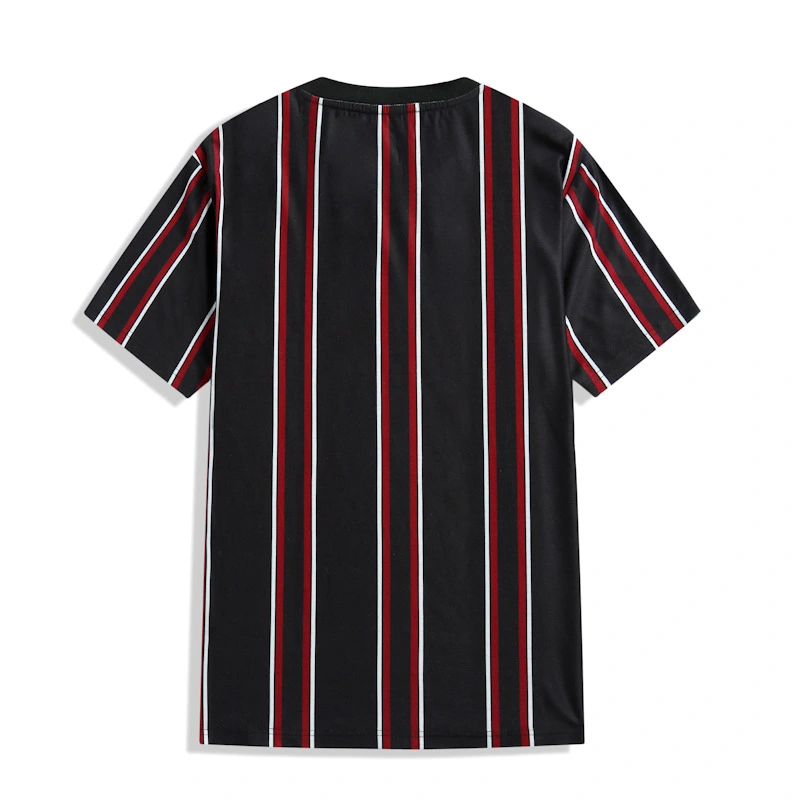 Camiseta de Color contrastante para hombre, camisa informal de verano con cuello redondo de manga corta a rayas verticales, ropa deportiva para hombre