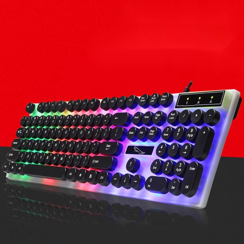 White Waterproof Glass Panel Round Keycap RGB LED