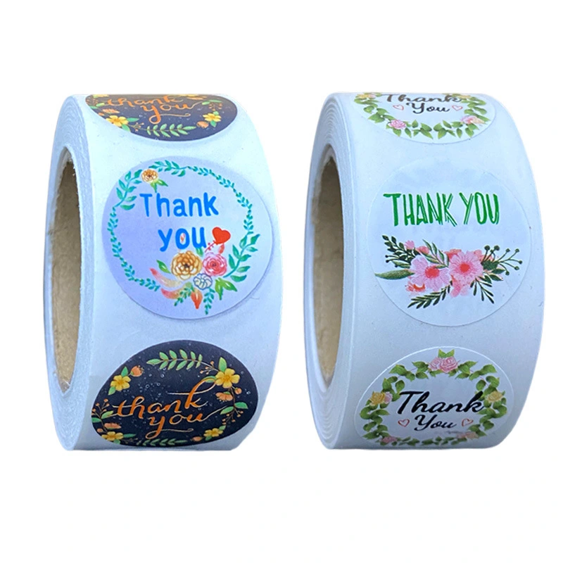 Thank Youi Round Flower Thank You Sticker Cross-border