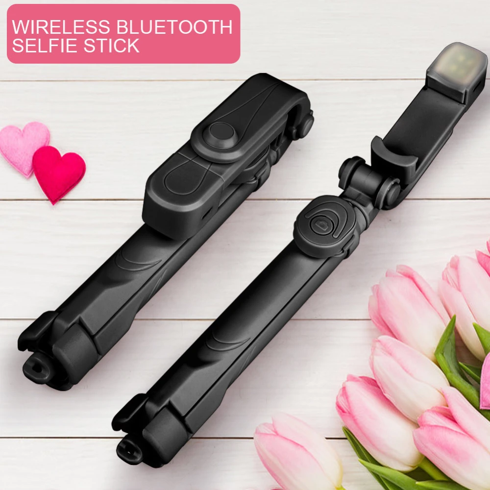 Compatible with Apple, Wireless Bluetooth Selfie Stick Portable Handheld Telescopic Tripod Rotating Mobile Phone Holder With Fill Light