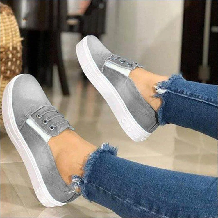 Casual Solid Color Round Toe Low Top Rubber Women's Loafers