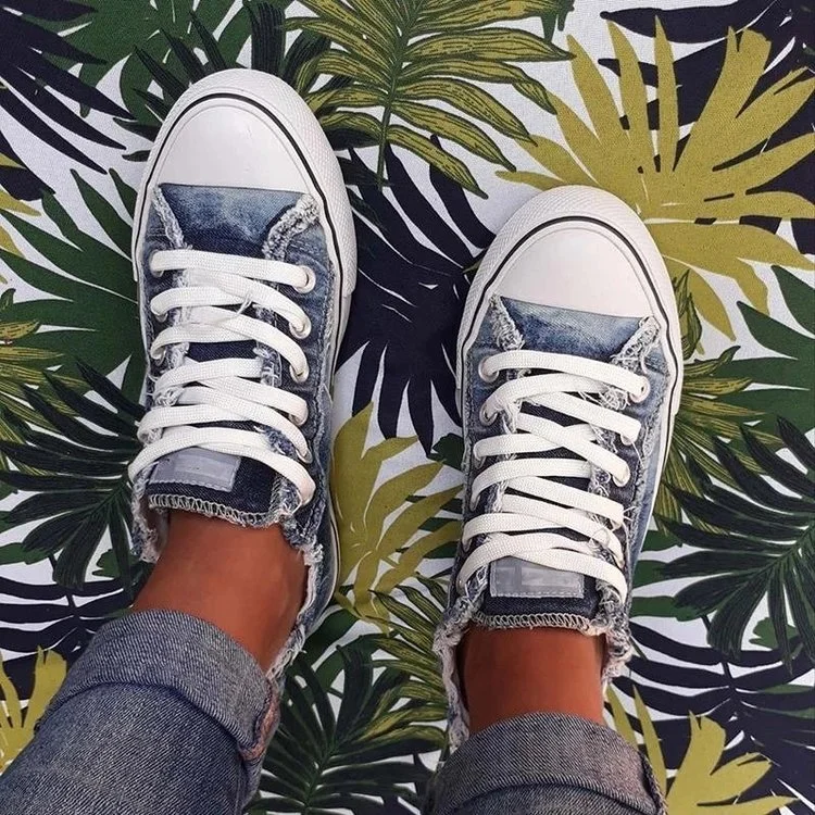 Retro Low-Cut Canvas Shoes Cross-Border Trendy Female Student Flat-Bottom Lace-Up Sneakers
