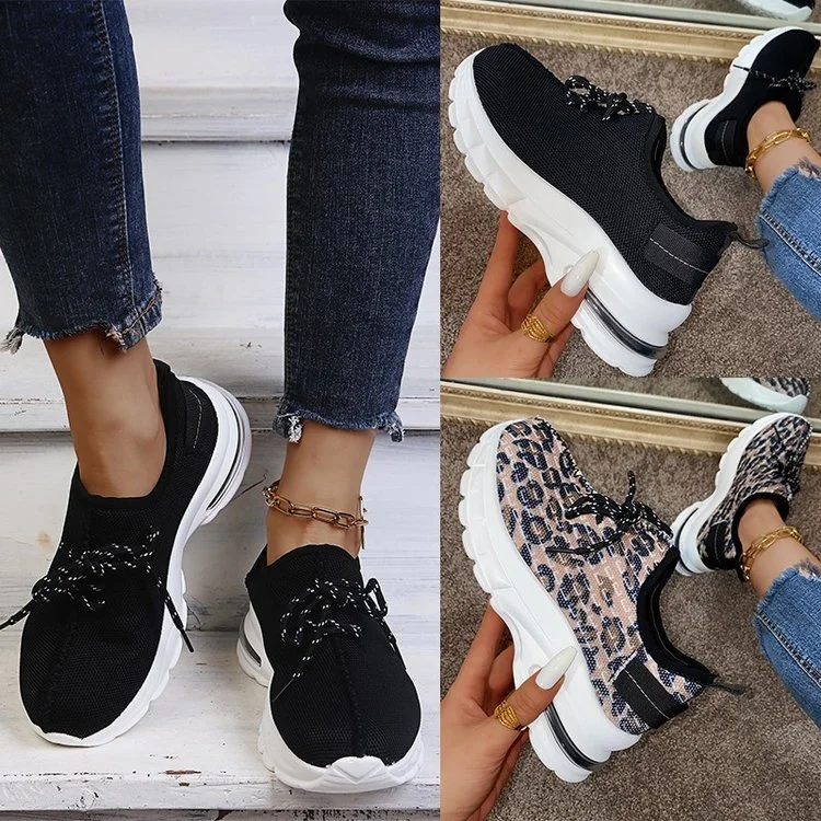 Large Size Leopard Print Women's Shoes Thick-soled Casual European And American