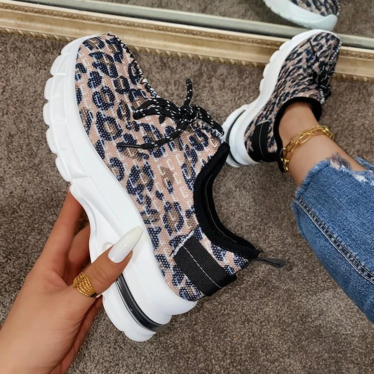 Large Size Leopard Print Women's Shoes Thick-soled Casual European And American
