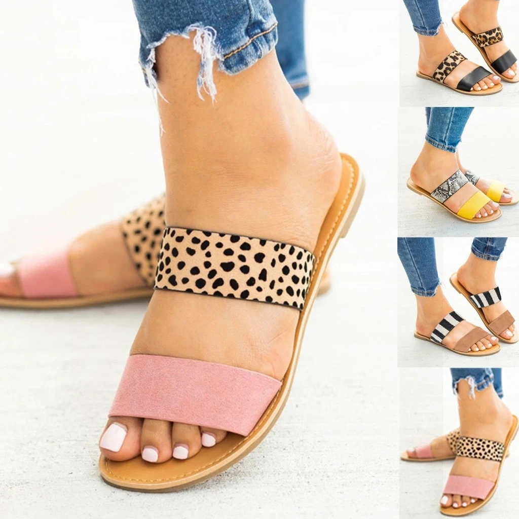 Leopard slippers sandals