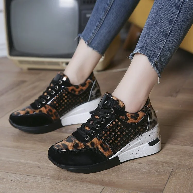 Sequined cutout heightened sneakers