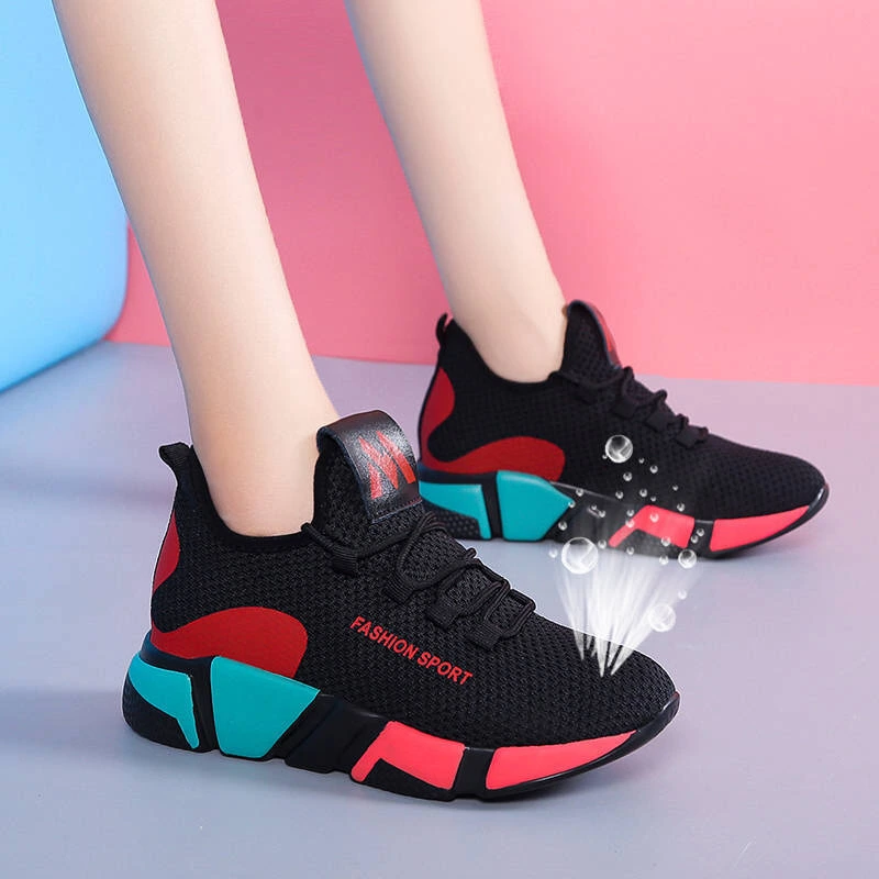 Korean color-blocking lace-up casual sneakers