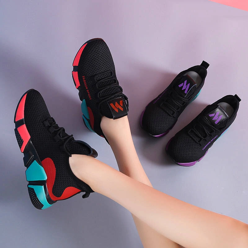 Korean color-blocking lace-up casual sneakers