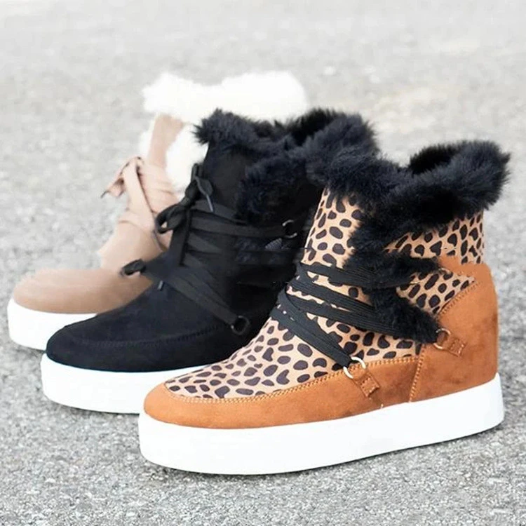 Flat-heel lace-up solid low-top women's boots