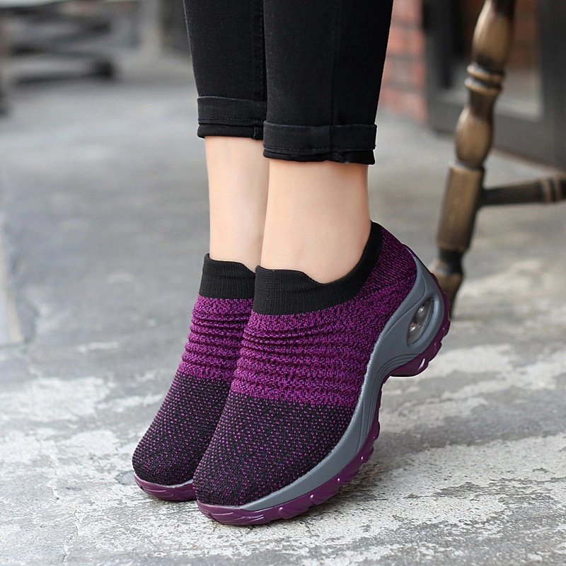 Wedge heel plus size knitted air cushion shoes