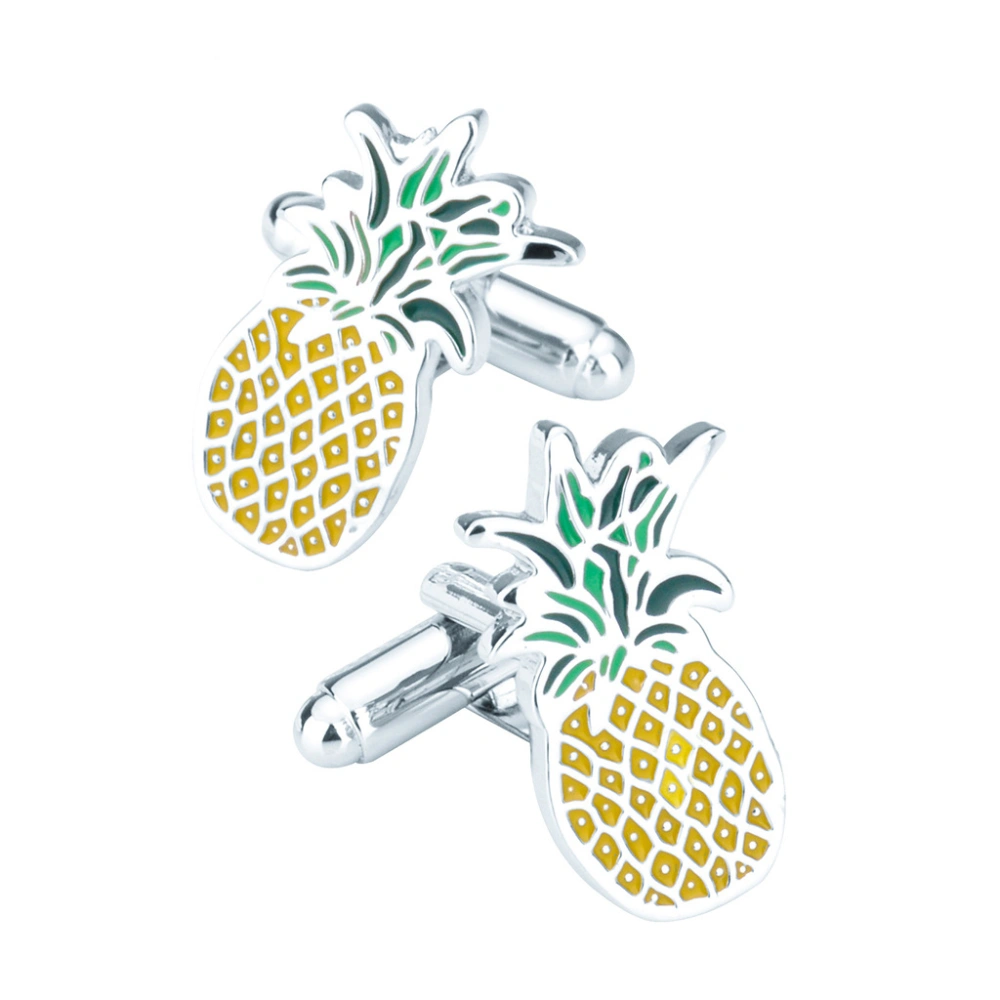 Pineapple Fruit Shaped Copper Metal Men's Shirt Cufflinks