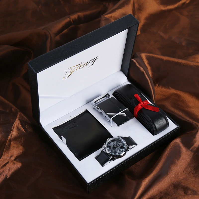 Men'S Leather Automatic Buckle Belt  Watch  Wallet