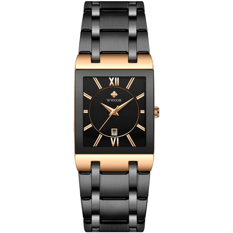 Automatic Non-mechanical Square Men's Steel Band Quartz Watch