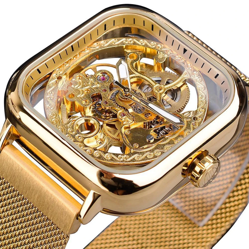 Square hollow men's automatic mechanical watch