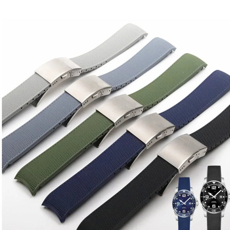 Men's sports diving silicone rubber watch strap