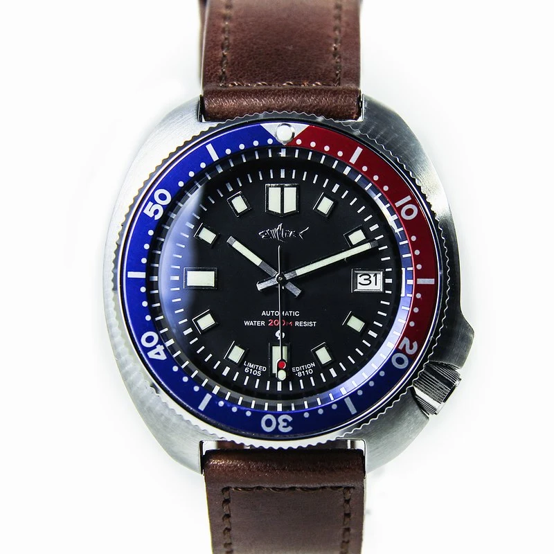 Leather sports waterproof steel watch