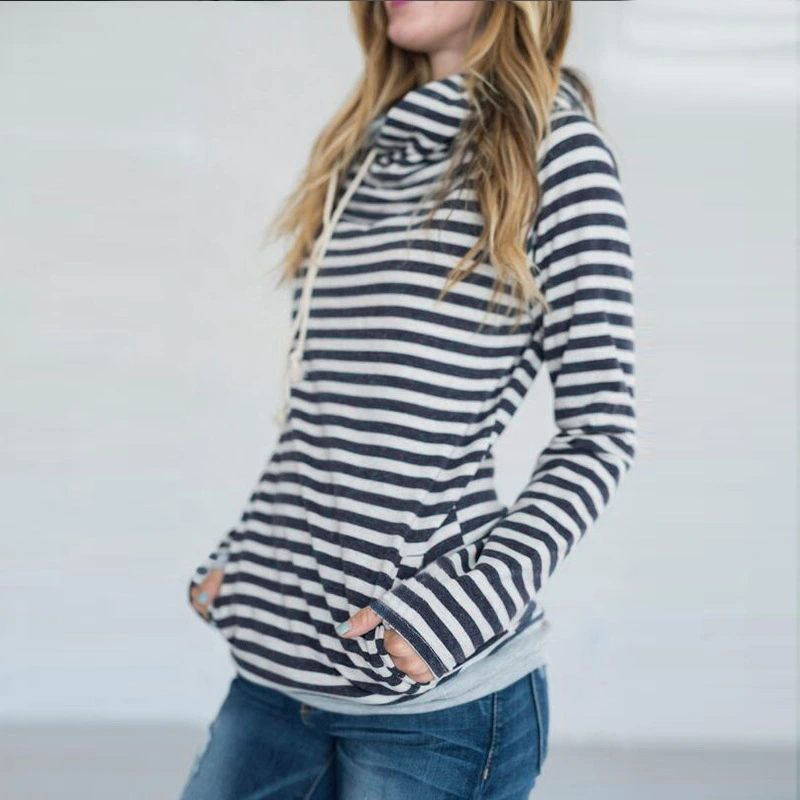 Striped Panel Hoodie Sweatshirt