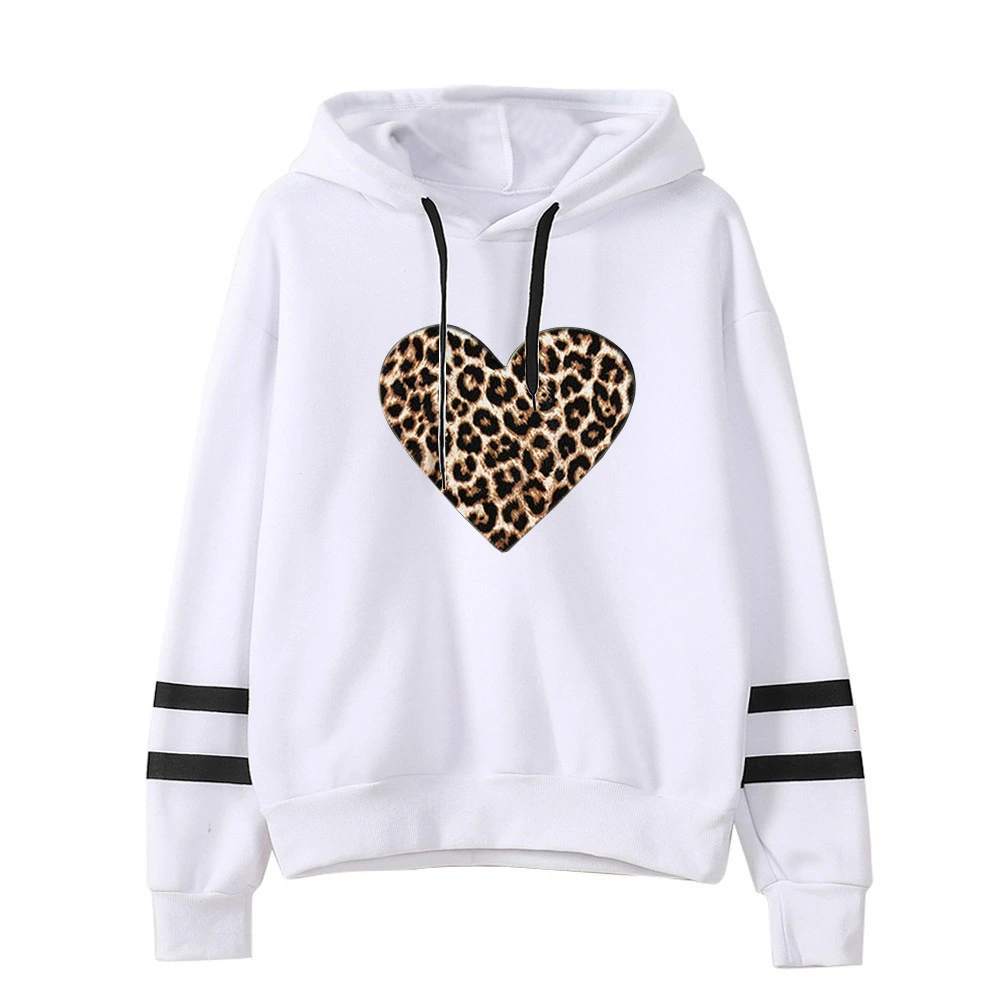 Leopard Love Printed Parallel Bar Hooded Sweatshirt