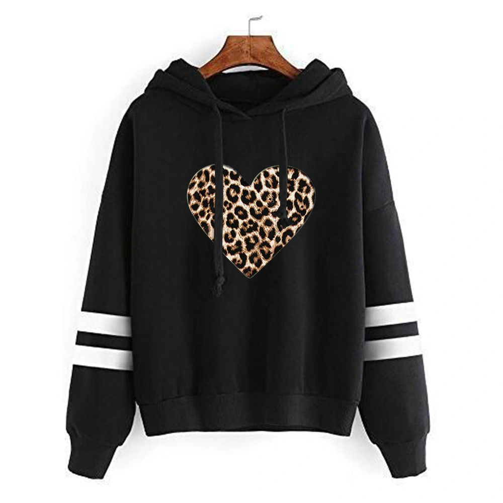 Leopard Love Printed Parallel Bar Hooded Sweatshirt