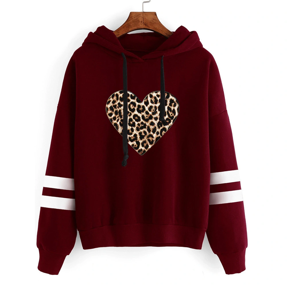 Leopard Love Printed Parallel Bar Hooded Sweatshirt