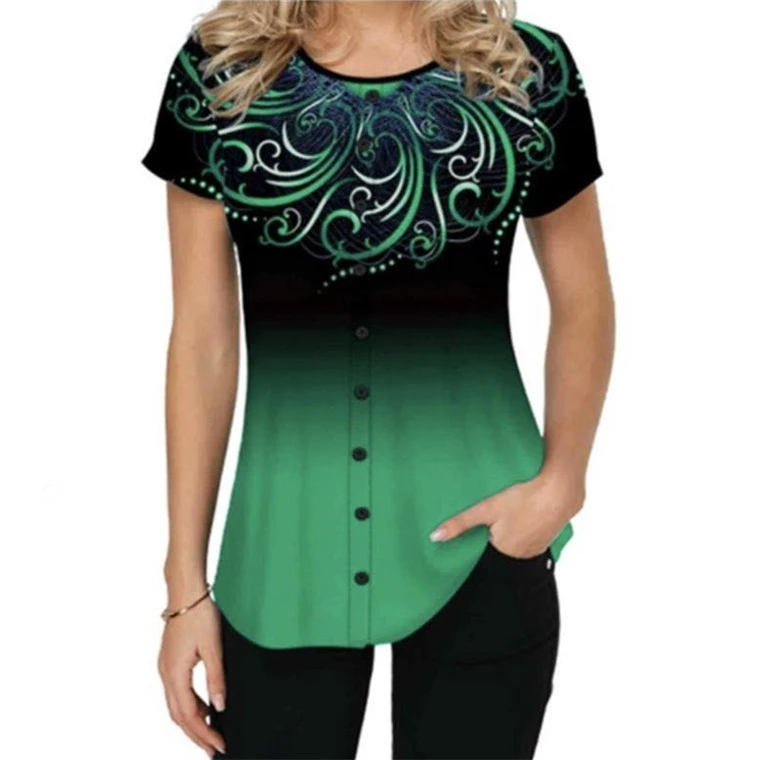 New Simple Round Neck Fashion Gradient