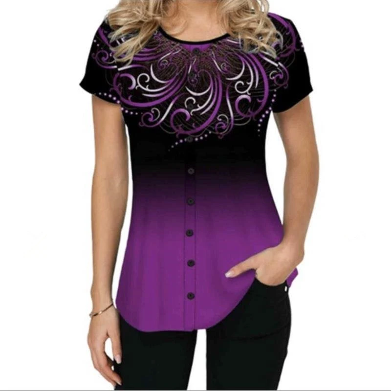 New Simple Round Neck Fashion Gradient