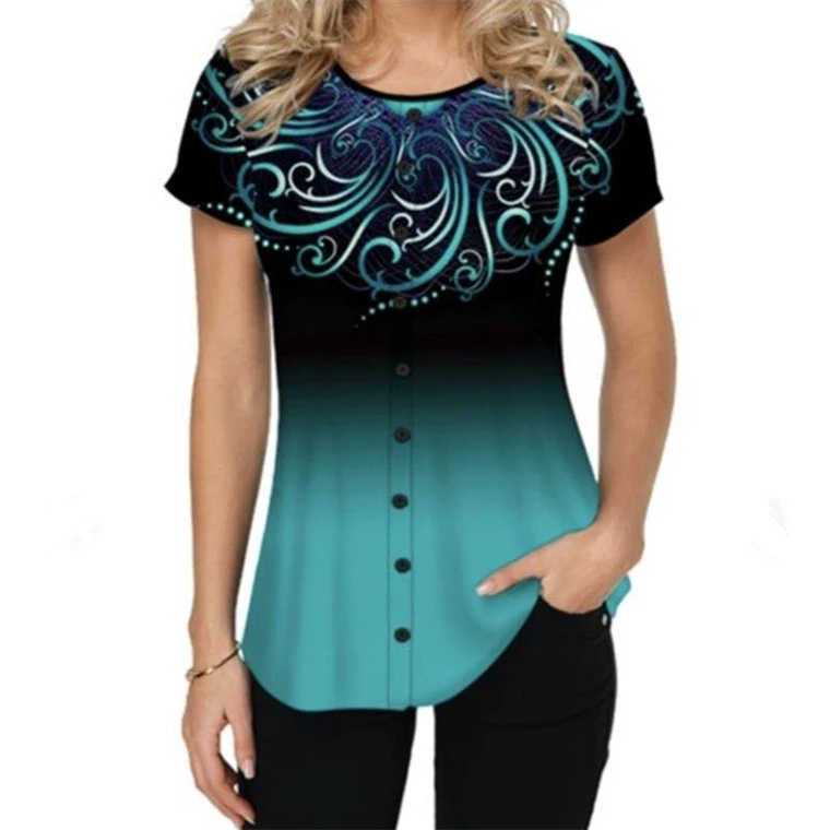 New Simple Round Neck Fashion Gradient