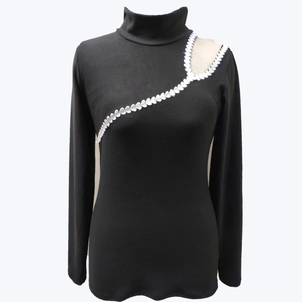 Fashion Ladies Simple Hollow Heart-shaped Lace Top