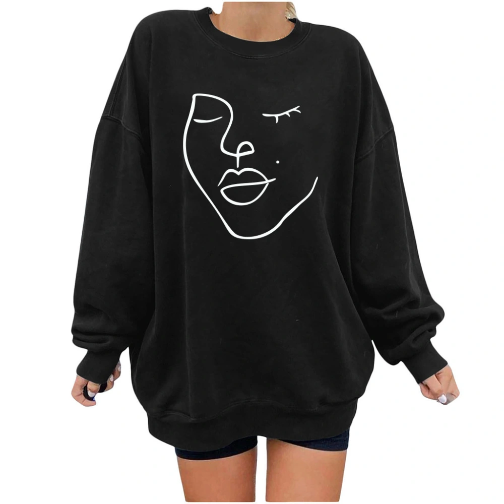 Ladies Falling Shoulder Large Size European And American Round Neck Fleece Jane