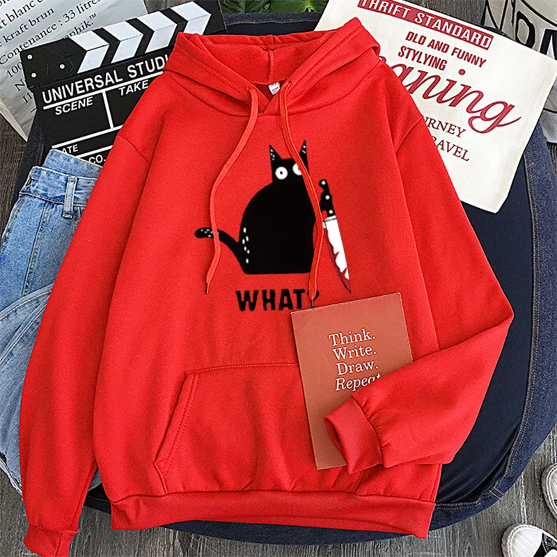 Black Cat Hooded Women's Hooded Sweatshirt