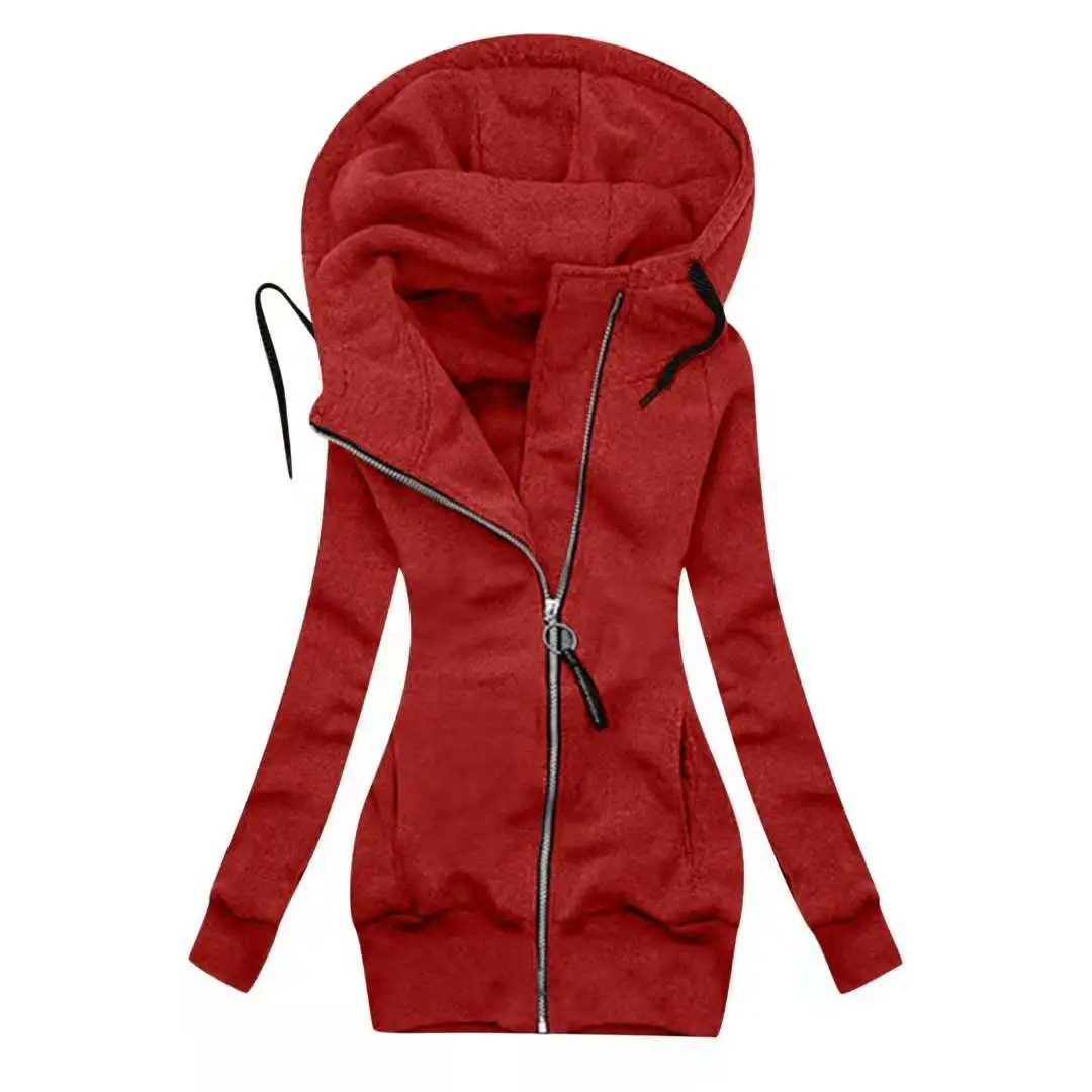 Cardigan Solid Color Mid-length Simple Zipper Coat Sweater