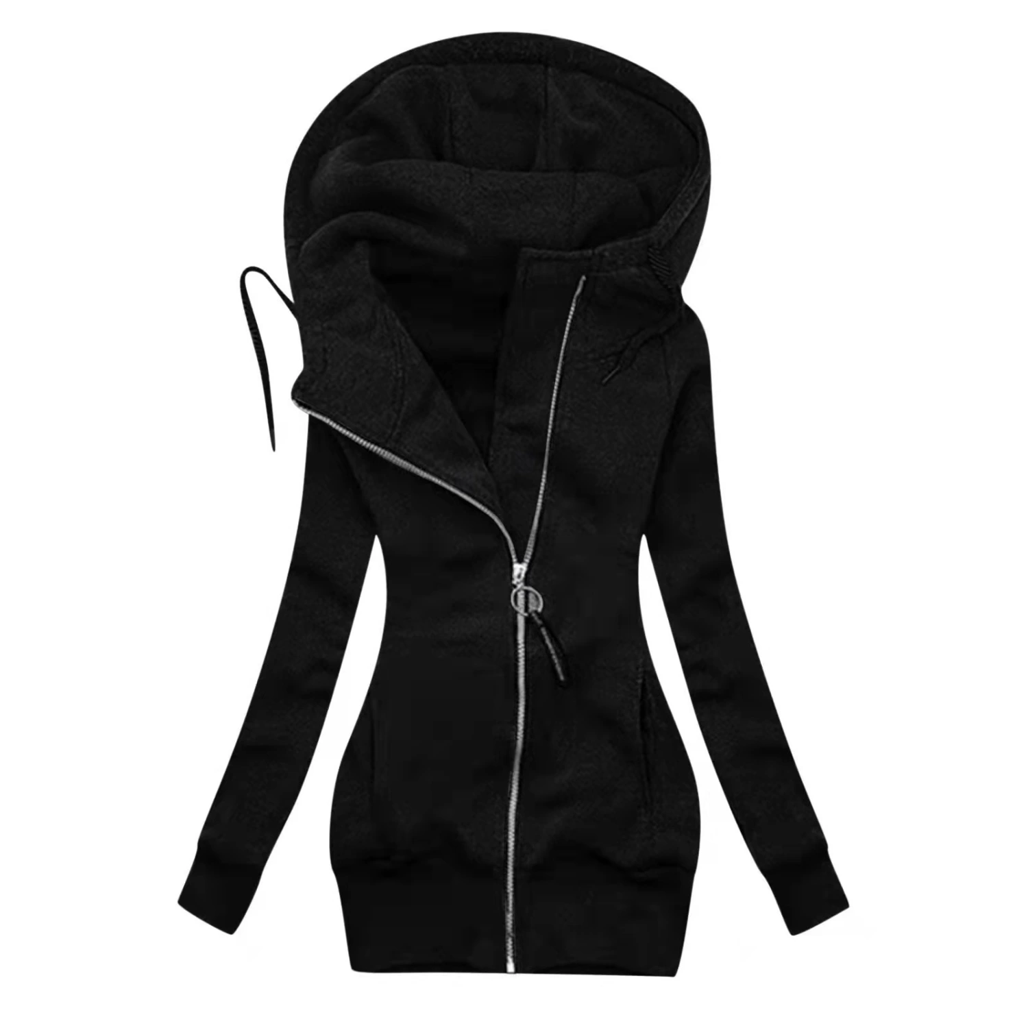 Cardigan Solid Color Mid-length Simple Zipper Coat Sweater