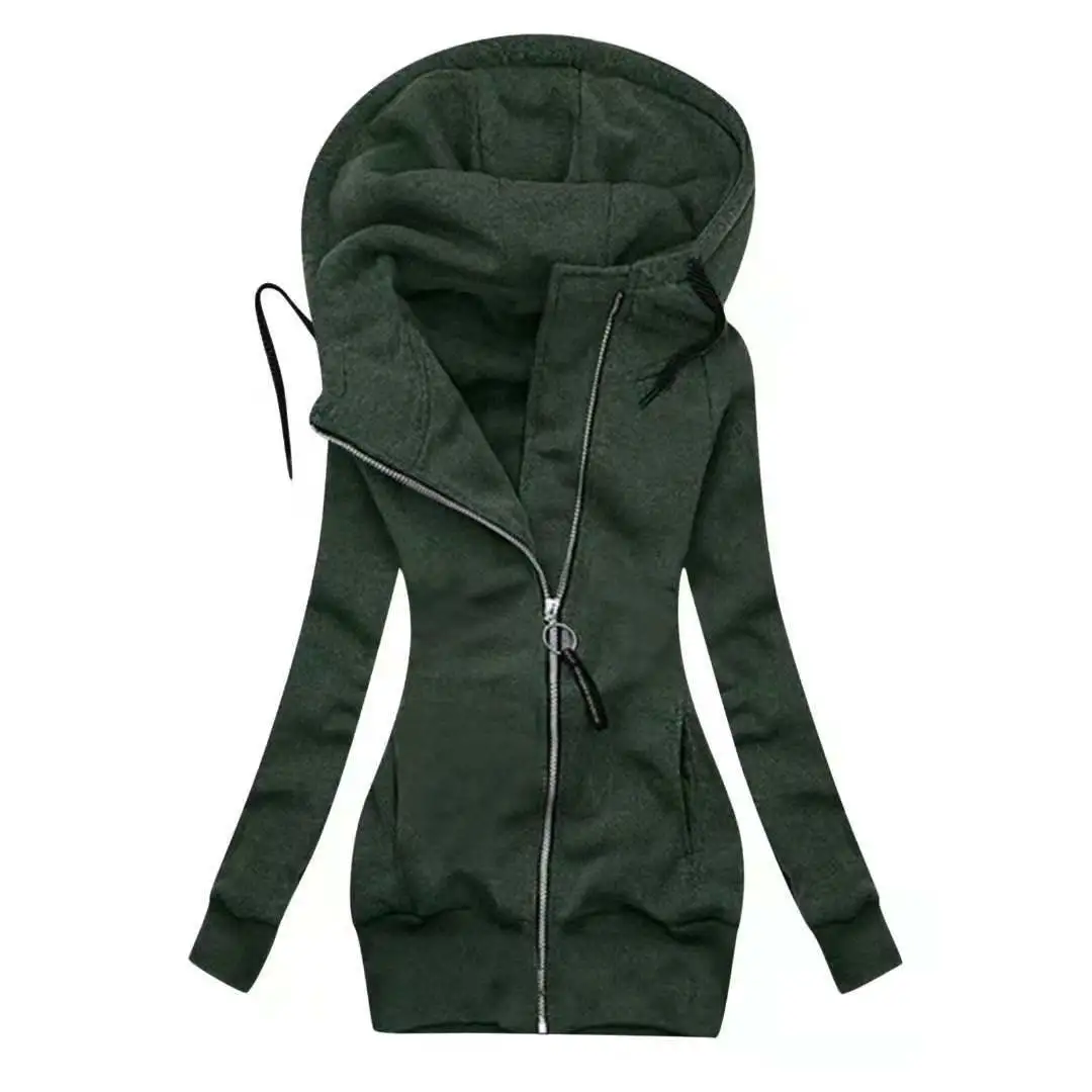 Cardigan Solid Color Mid-length Simple Zipper Coat Sweater