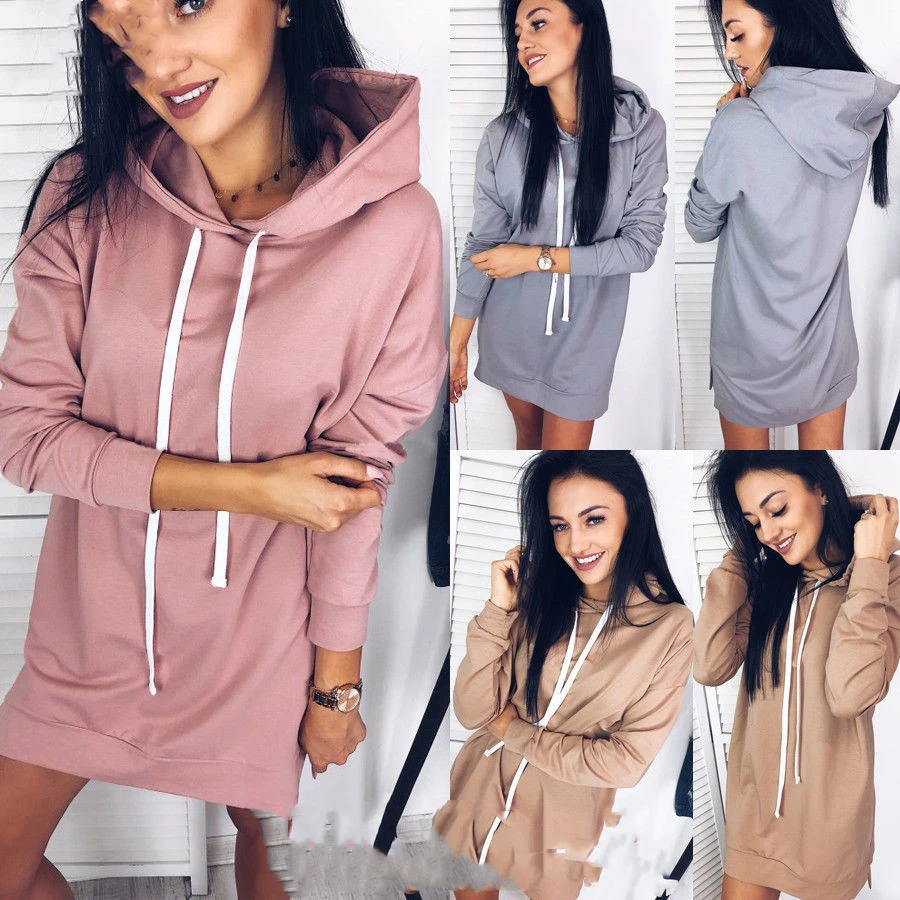New Women's Lace-up Hooded Solid Color Fashion All-match Sweater